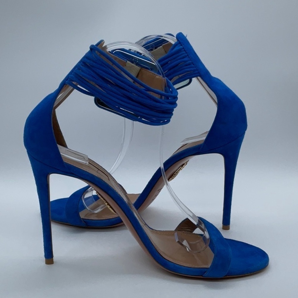 EUC - Aquazzura Blue Casablanca 110 Suede Sandals - Picture 5 of 13